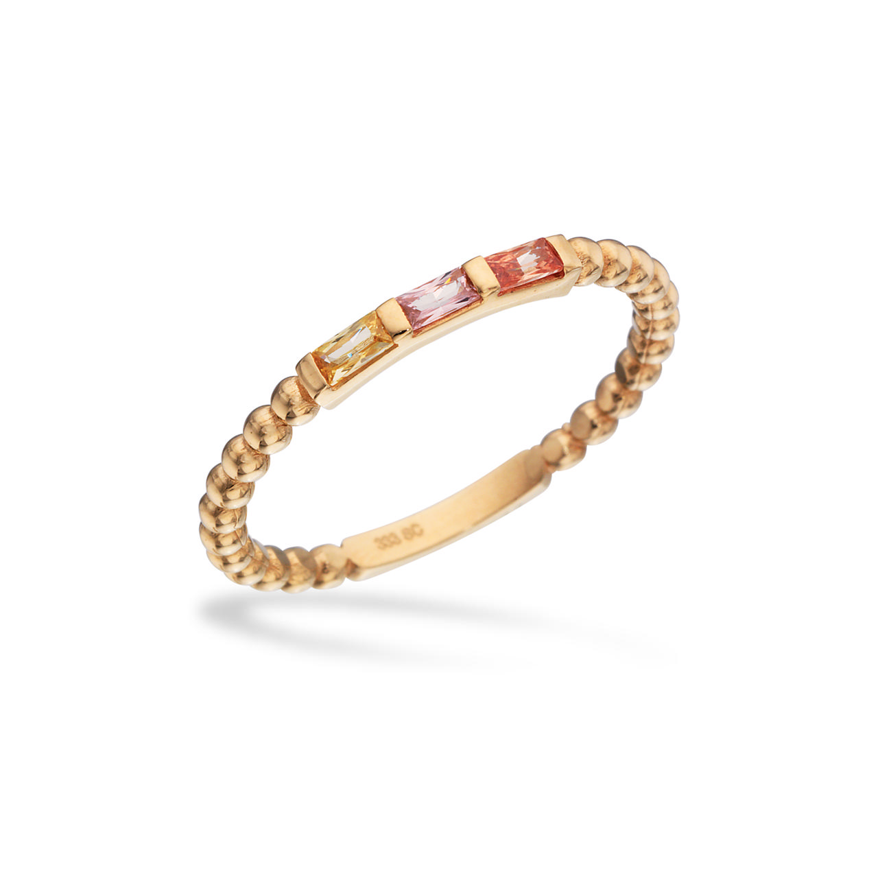 Ring baguette multicolor cubic zir. 8 kt.