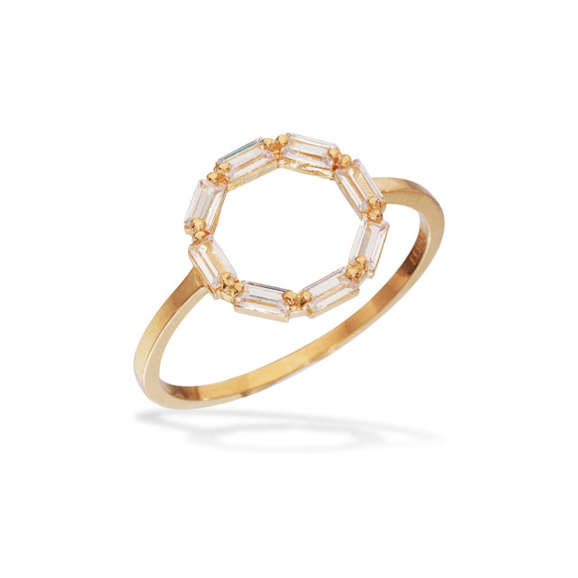 Ring cirkel baguette cubic zir. 8 kt.