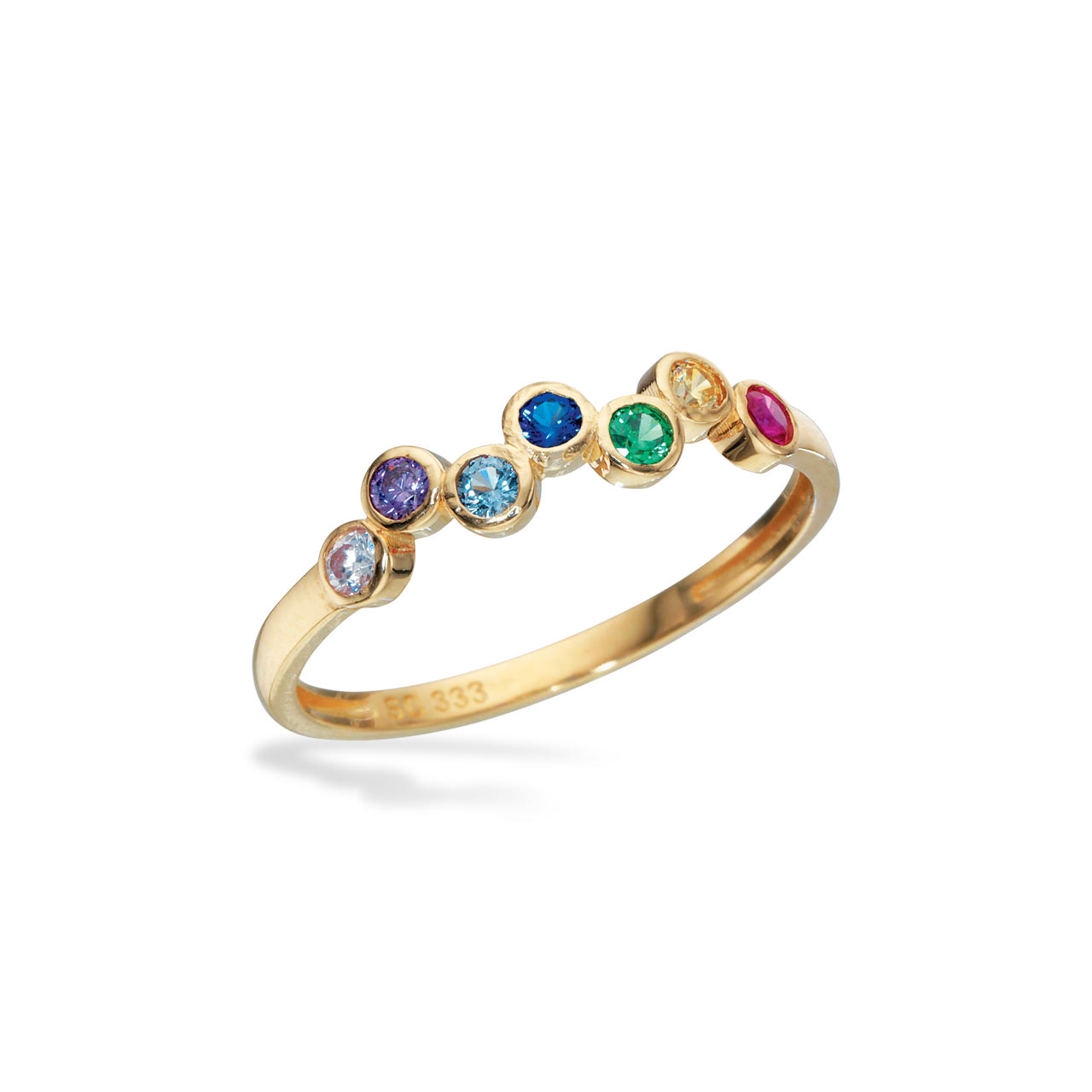 Ring rainbow cubic zir. 8 kt.