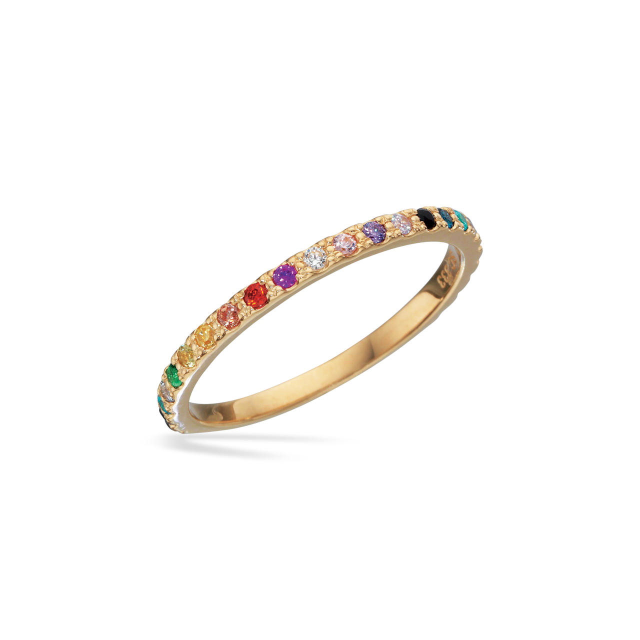 Ring rainbow cubic zir. 8 kt.