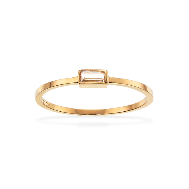 Ring baguette cubic zir. 8 kt.