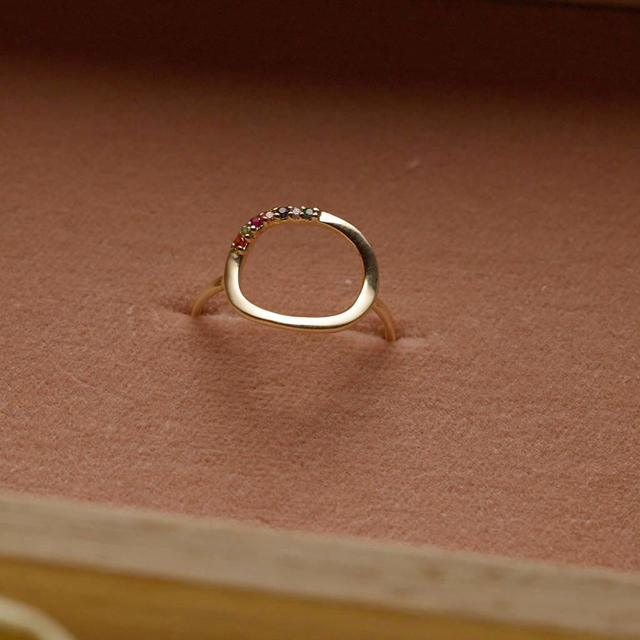 Ring cirkel rainbow cubic zir. 8 kt.