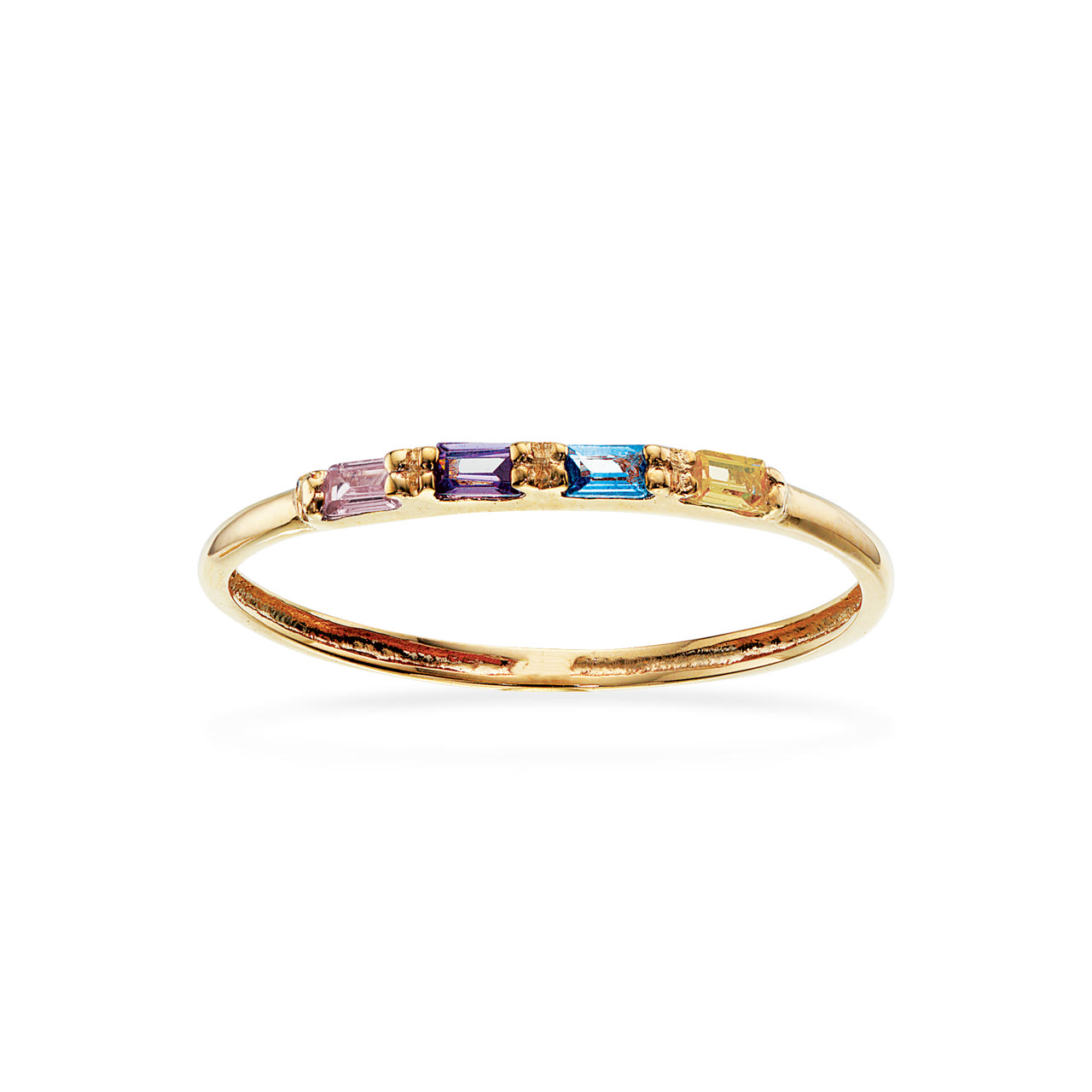 Ring baguette mulitcolor cubic zir. 8 kt.