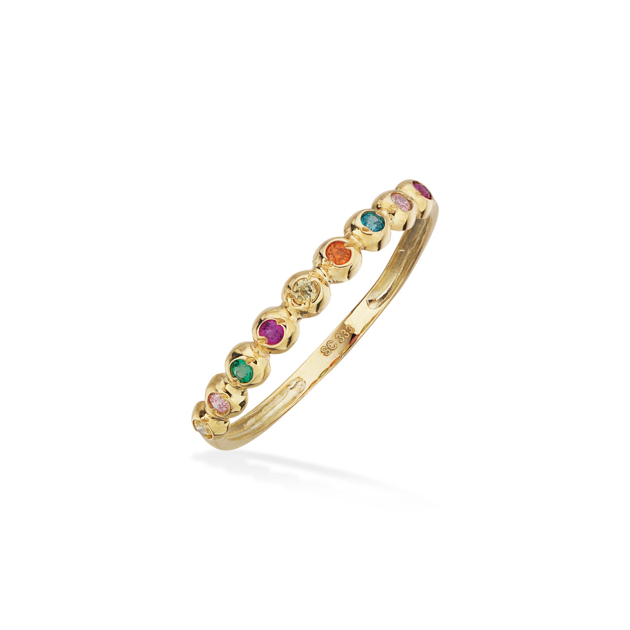 Ring rainbow cubic zir. 8 kt.