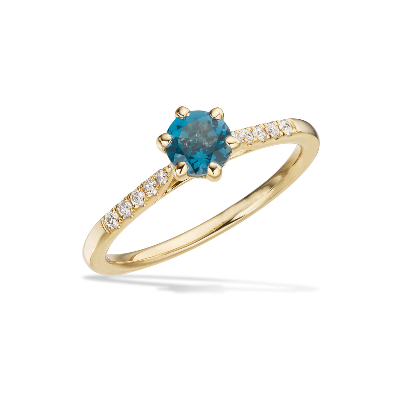 Ring London blue topas +0,09 H-W/SI 14 kt