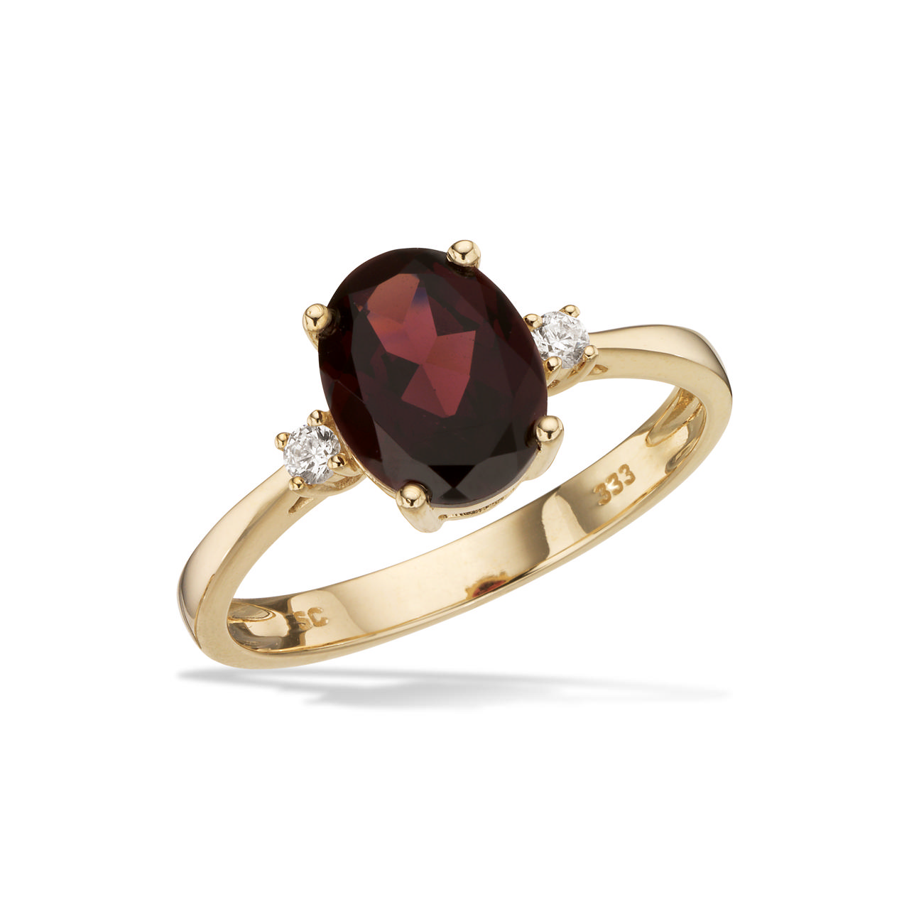 Ring rhodolite zir. 333 yell.