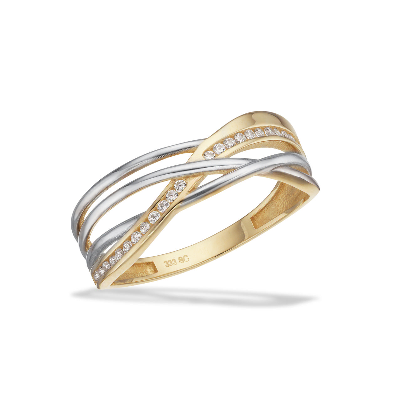 *Ring cubic zir. 2 fv. 8 kt.