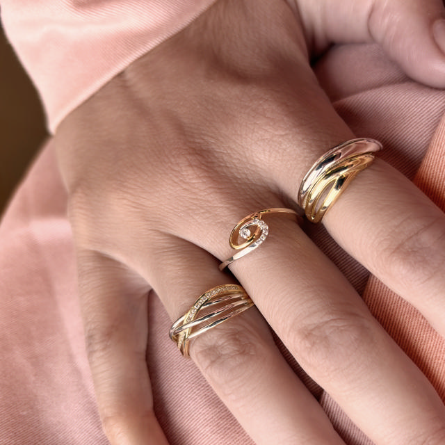 *Ring cubic zir. 2 fv. 8 kt.