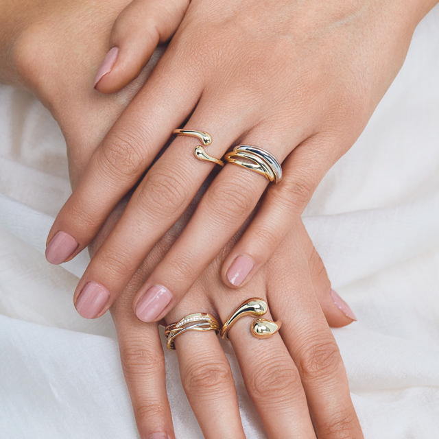 *Ring cubic zir. 2 fv. 8 kt.