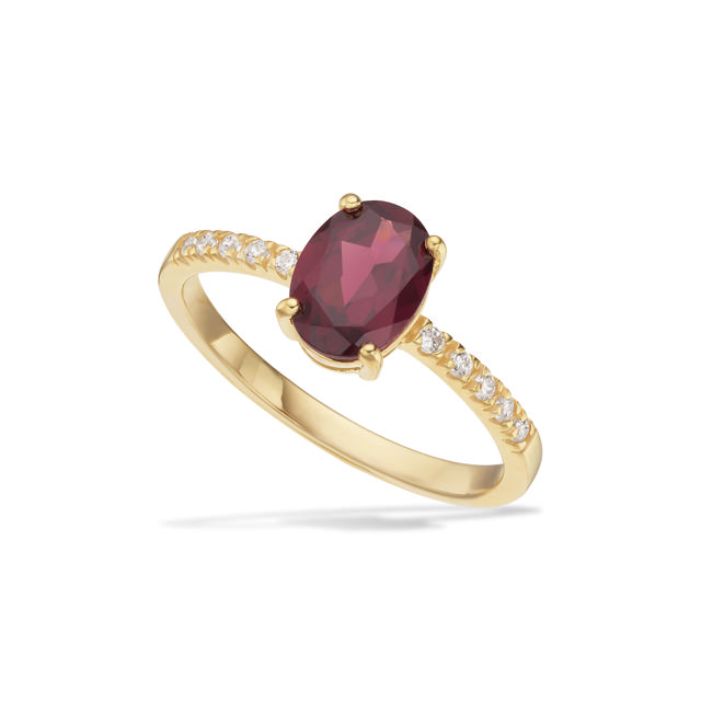 *Ring rhodolit/cubic zir. 8 kt.