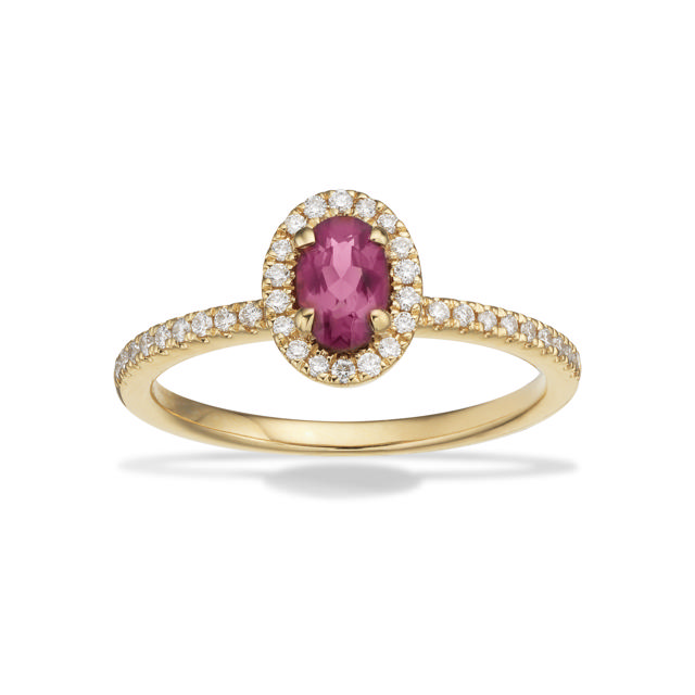 *Diana ring roset 0,17 H-W/SI-turmalin 14 kt