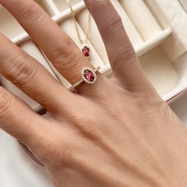 *Diana ring roset 0,17 H-W/SI-turmalin 14 kt