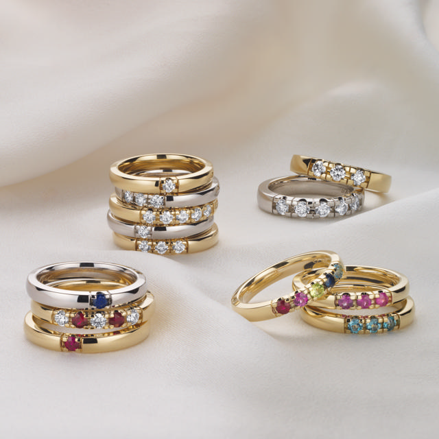 Grace Ring 14 kt. rd. 3x0,07 blå topas