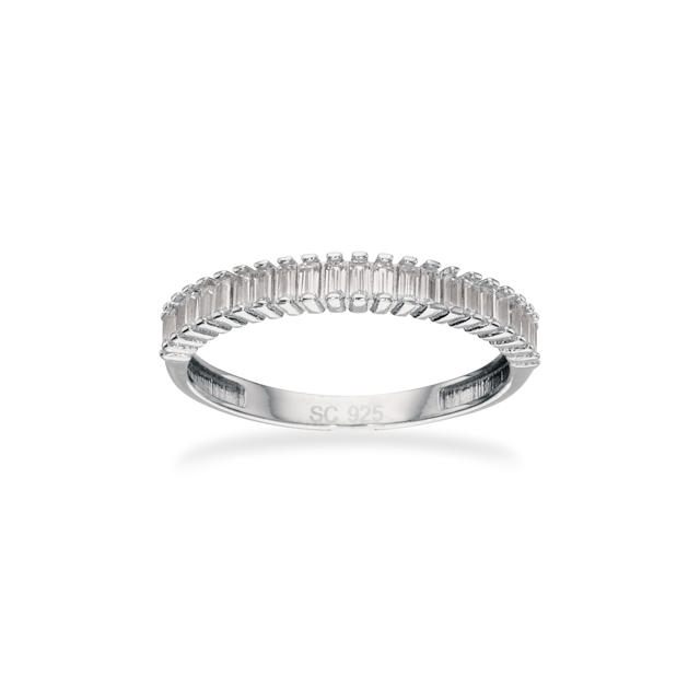 SoHo ring baguette cubic zir. sølv rh.