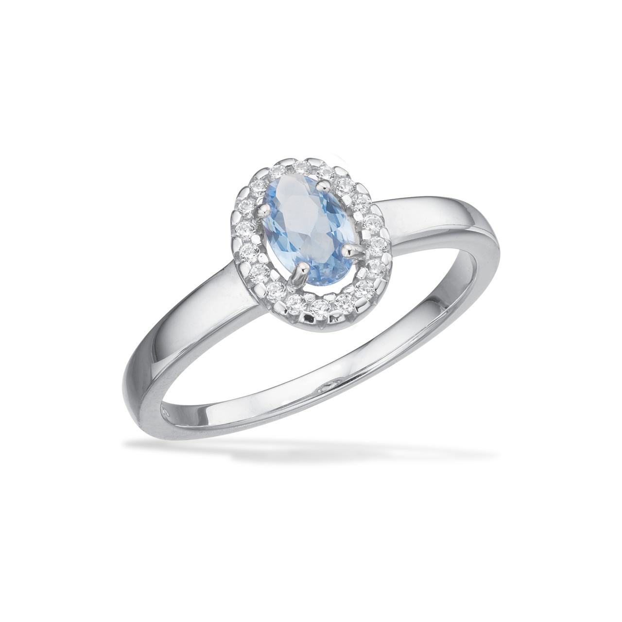 Ring aqua / white zir. 925 rho.