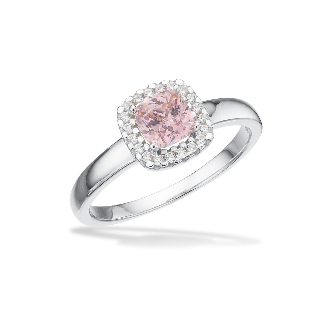 Ring pink / white zir. 925 rho.