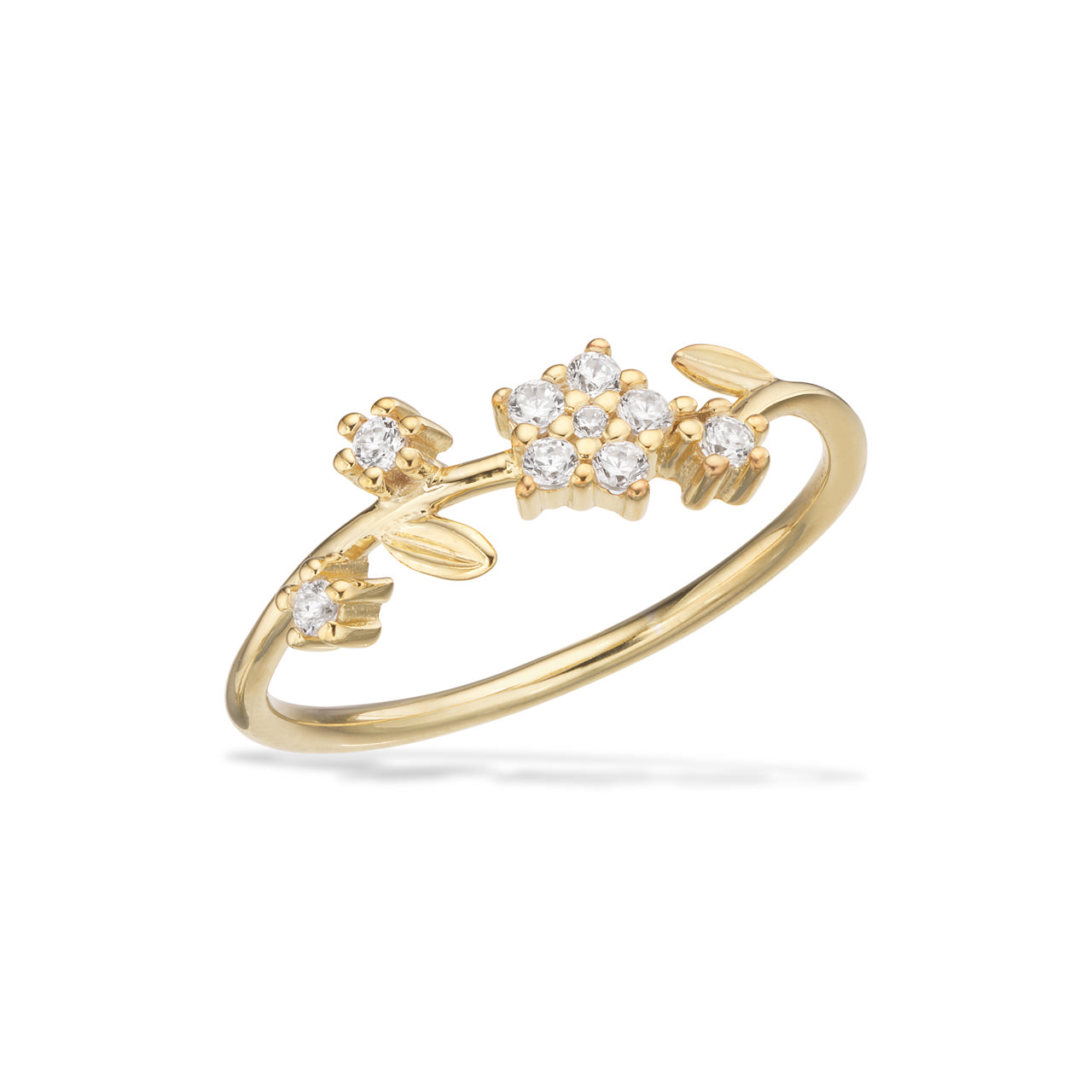 Ring flower zir. 925 goldplated