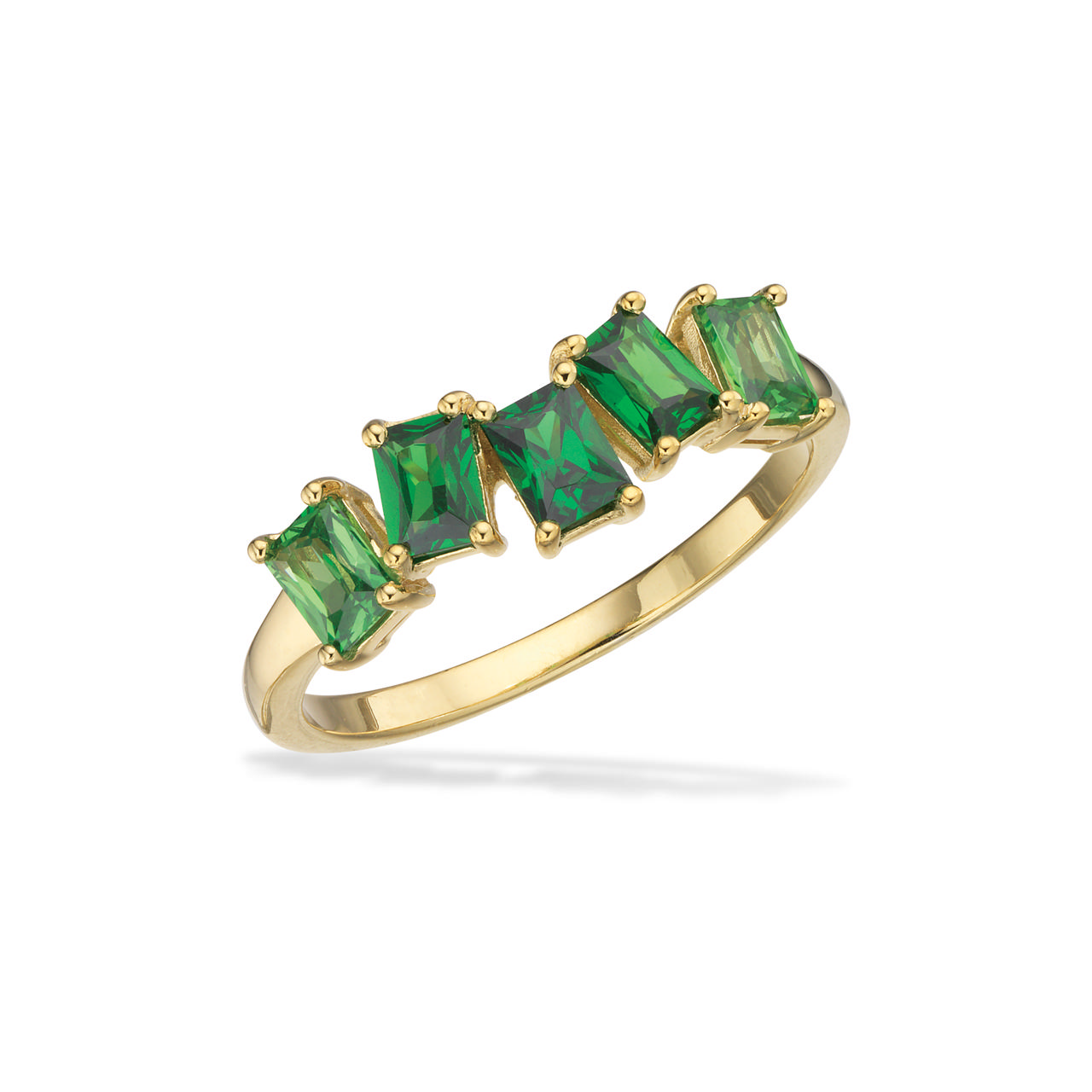 Ring green zir. 925 goldplated