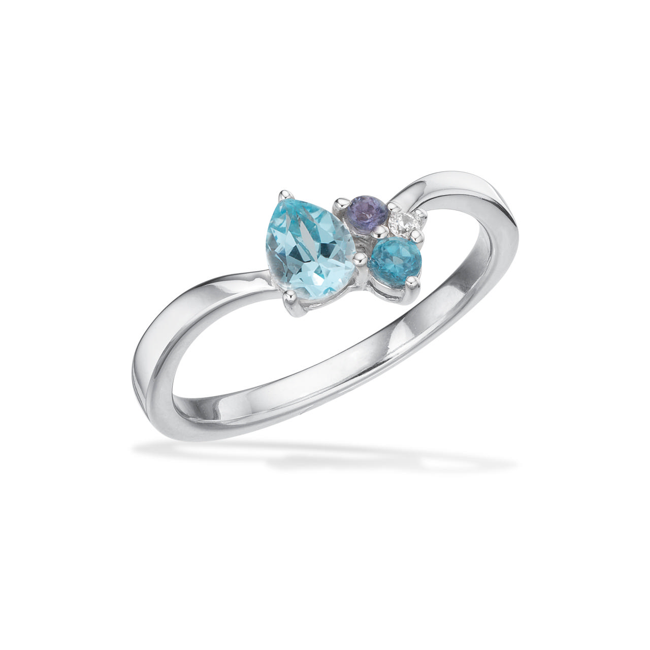 Ring blue zir. 925 rho.