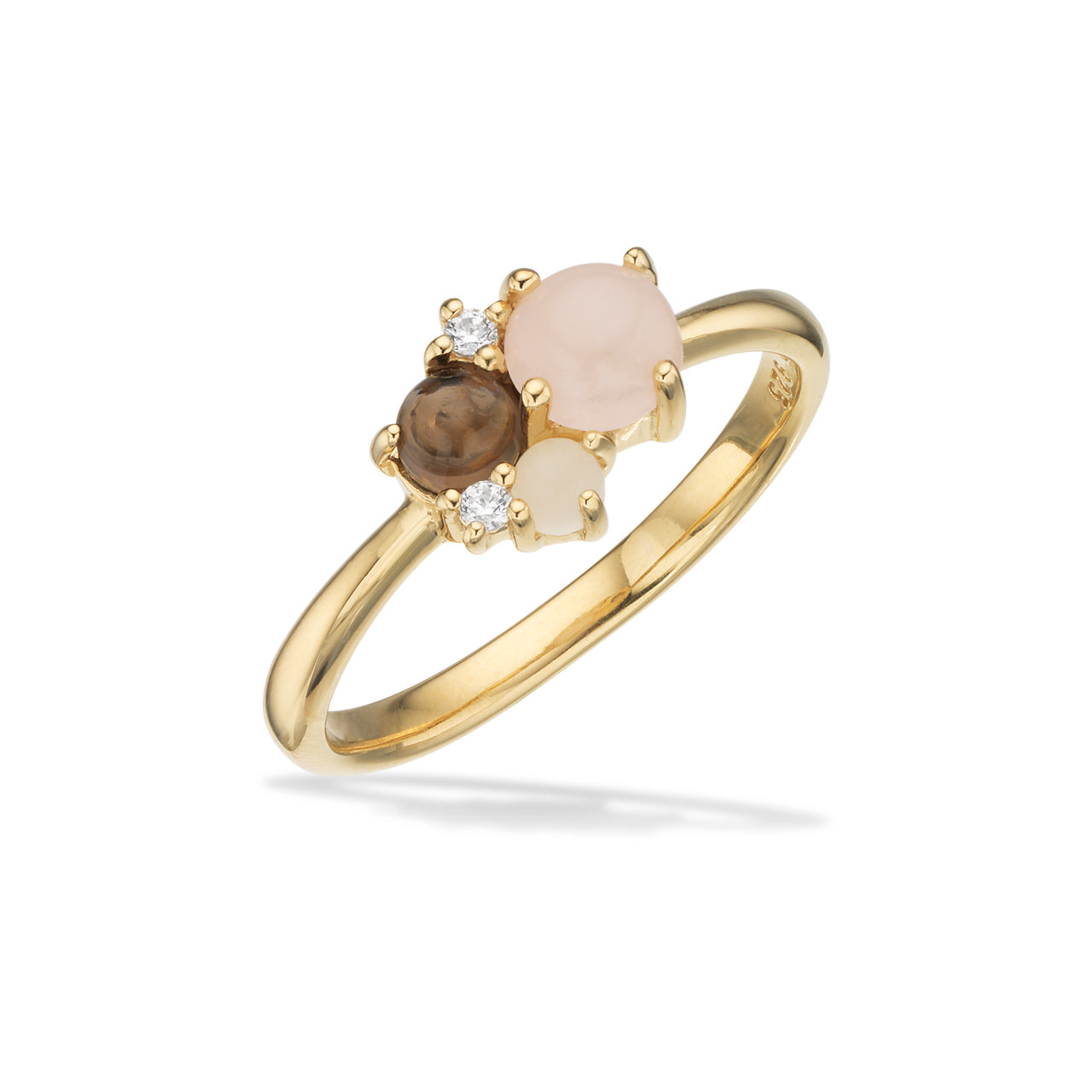 Ring rose/smokey quartz 925 goldplated