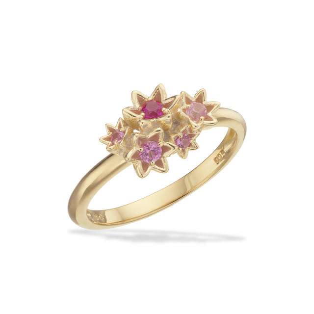 Ring pink zir. 925 goldplated