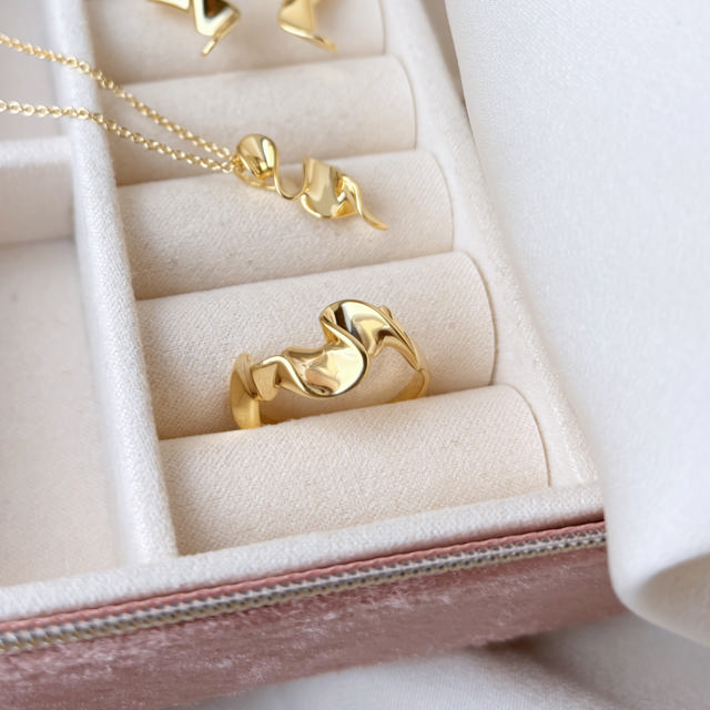 Ring wave 925 goldplated