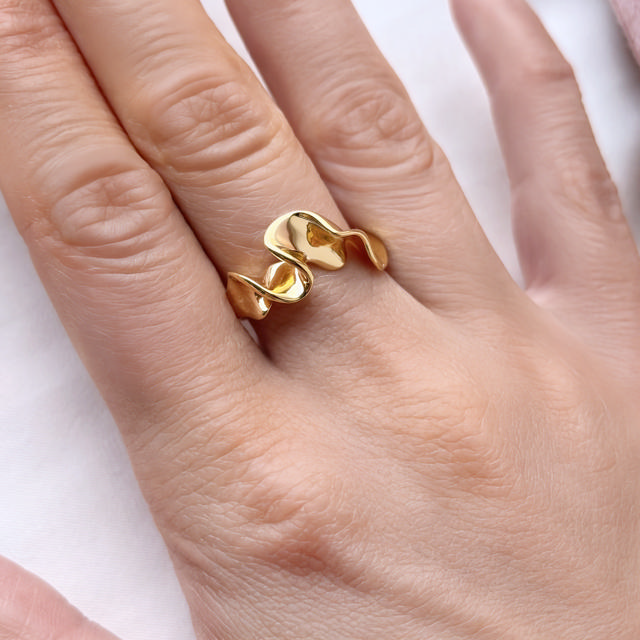 Ring wave 925 goldplated