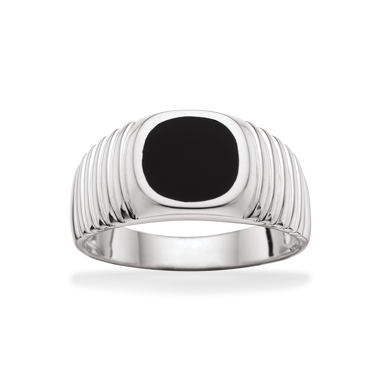 Herrering onyx sølv 