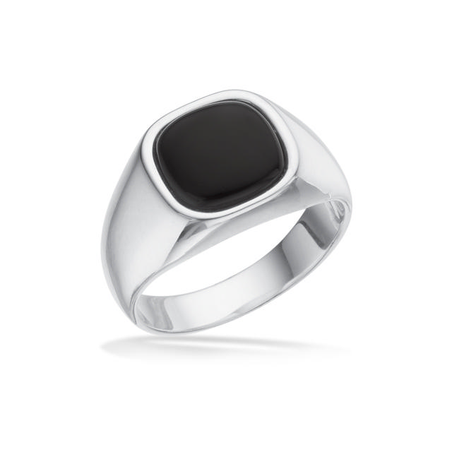 Herrering signet onyx sølv 