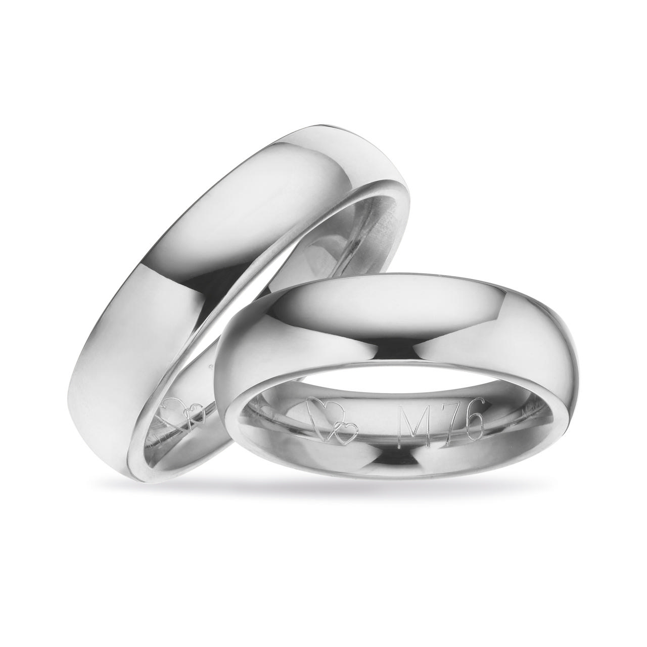 Hjerteringe 6 mm. 14 kt. hvidguld