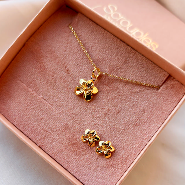 Earring+pendant 925 goldplated 0.5 MIC