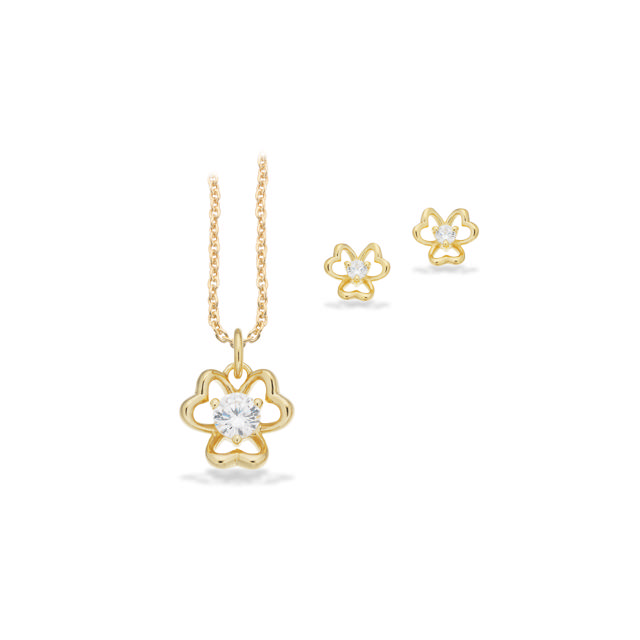 Earring+pendant zir. 925 goldplated 0.5 MIC