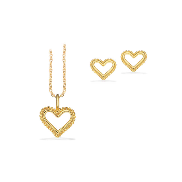 *Pixel smykkesæt hjerte sølv fg.