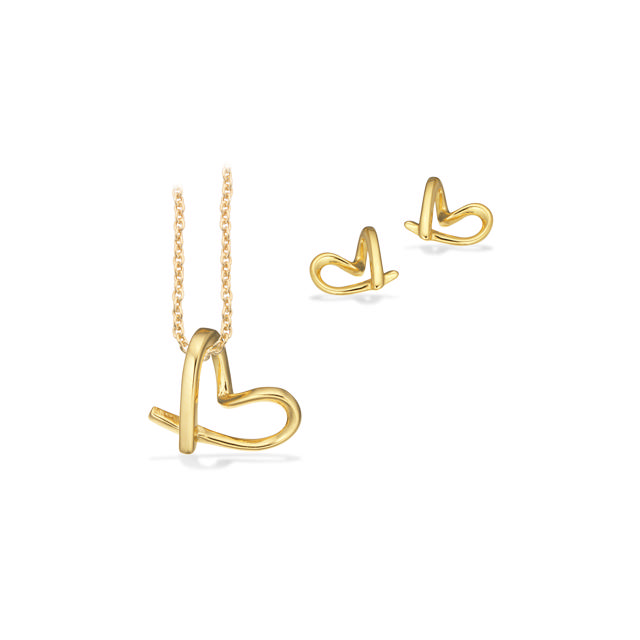 *Pixel smykkesæt hjerte sølv fg.