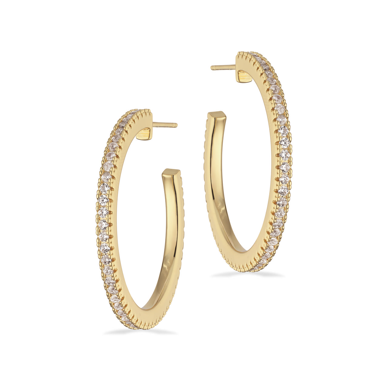 *Molly halvcreoler cubic zir. 33 mm messing fg. 