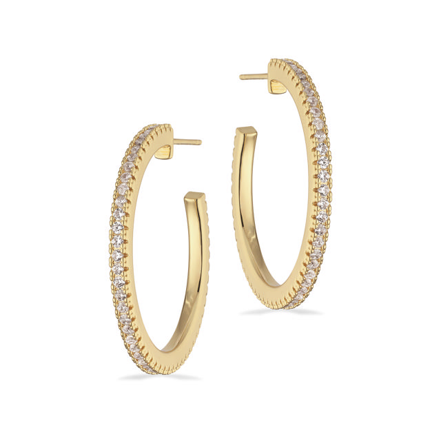 *Molly halvcreoler cubic zir. 33 mm messing fg. 