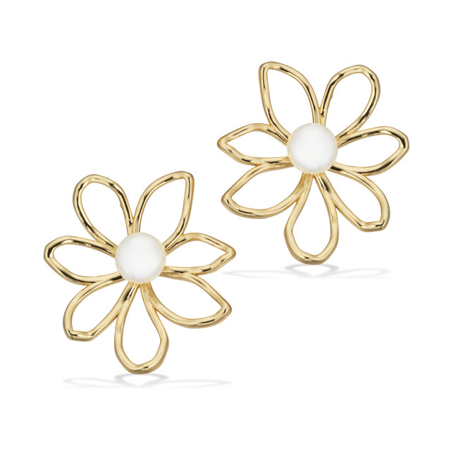 Earsticks flower fwp. brass goldplated