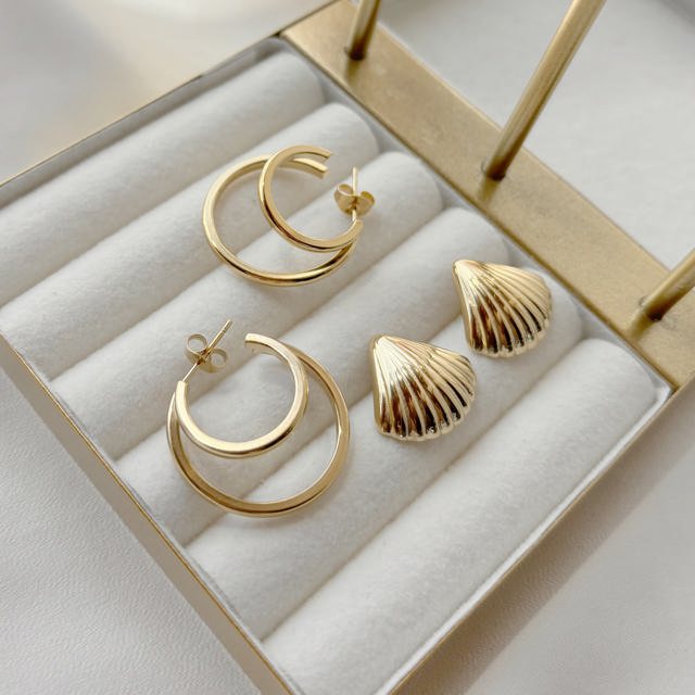 Earsticks shell steel goldplated