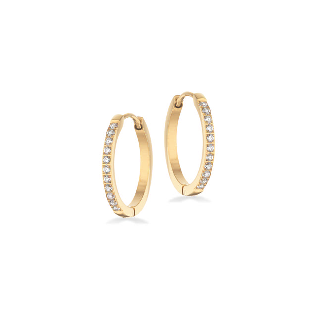 *Molly creoler 2 x 19 mm cubic zir. stål guldfarvet