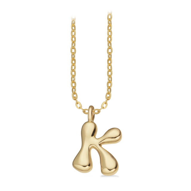 *Molly bogstav K messing fg. m. kæde 