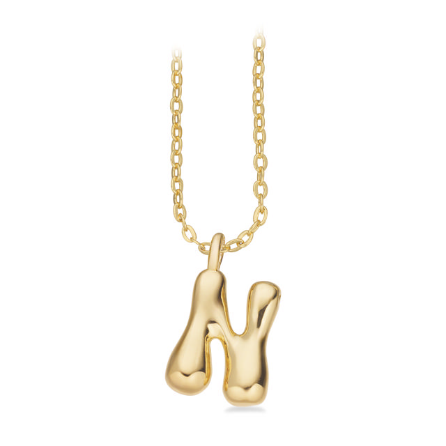 *Molly bogstav N messing fg. m. kæde 