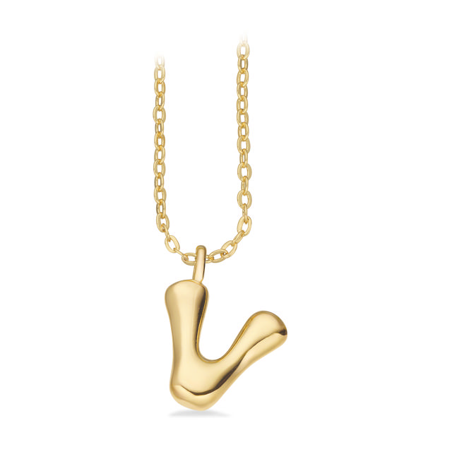 *Molly bogstav V messing fg. m. kæde 