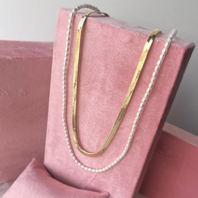 Molly halsk.dbl.magic 40+5cm perle 42+5cm mess fg
