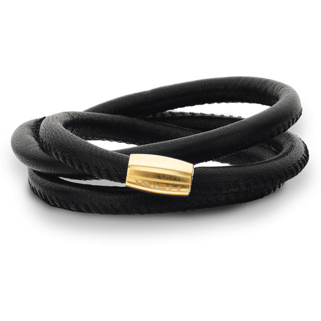 black leather w/goldplated 50,5cm