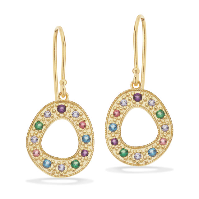 Earhanger mixed zir. 925 goldplated