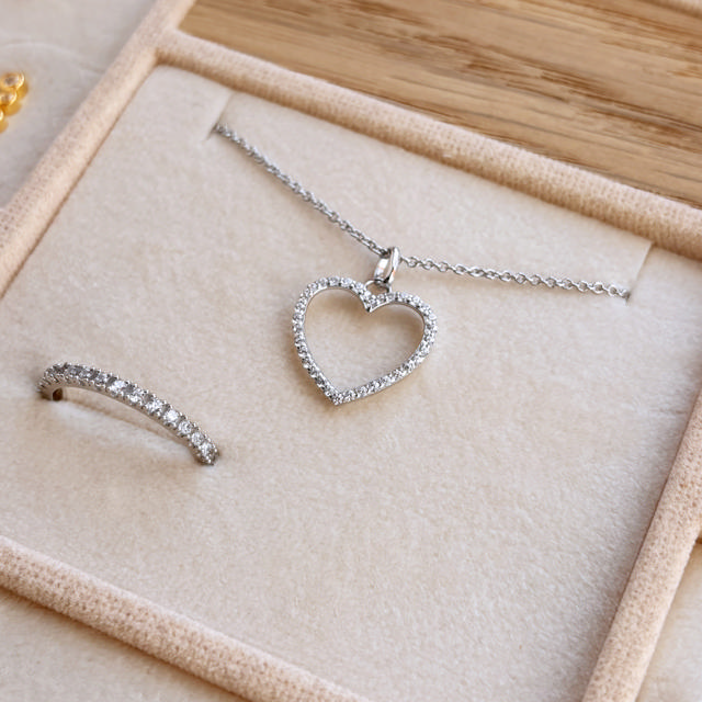 Pendant heart zir. 925 rho.