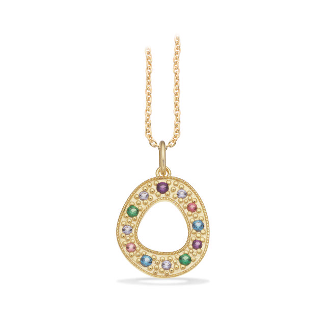 Pendant mixed zir. 925 goldplated