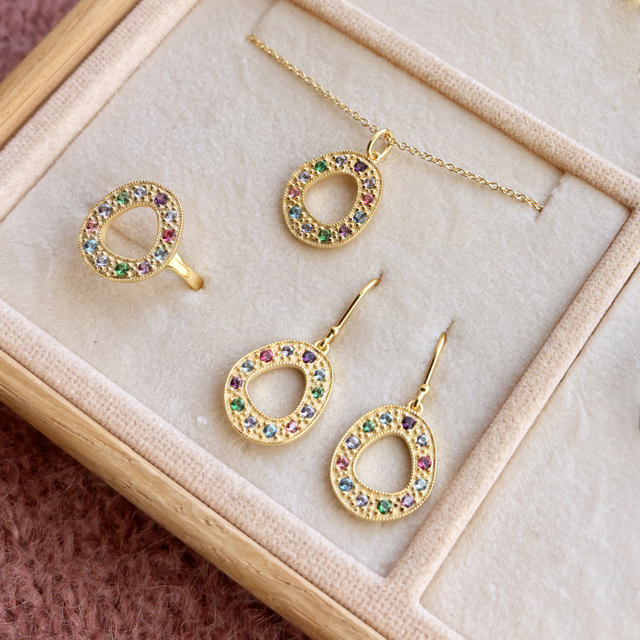 Pendant mixed zir. 925 goldplated