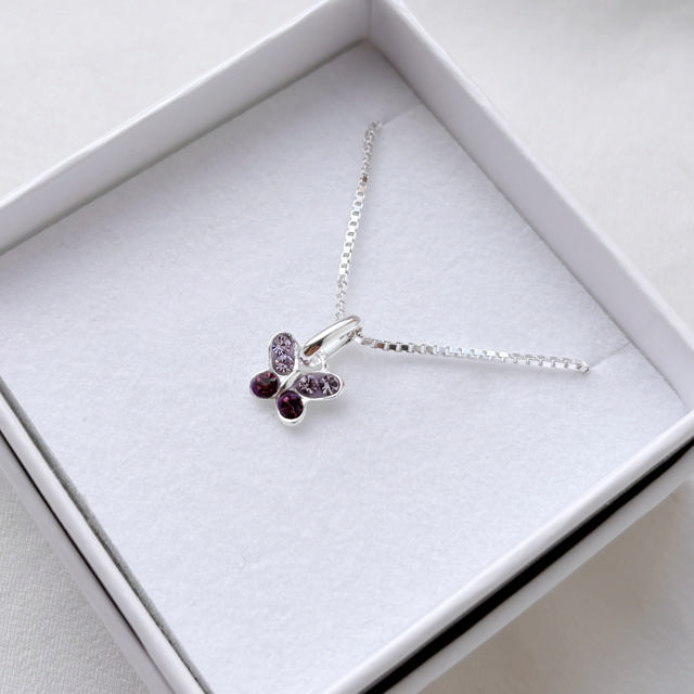 Pendant butterfly purple zir. 925