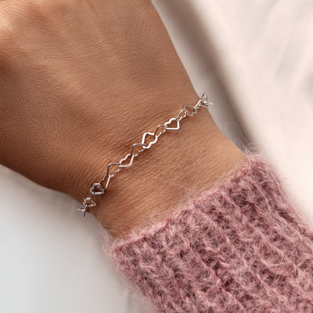 Bracelet hearts 925 rho. 17+2cm